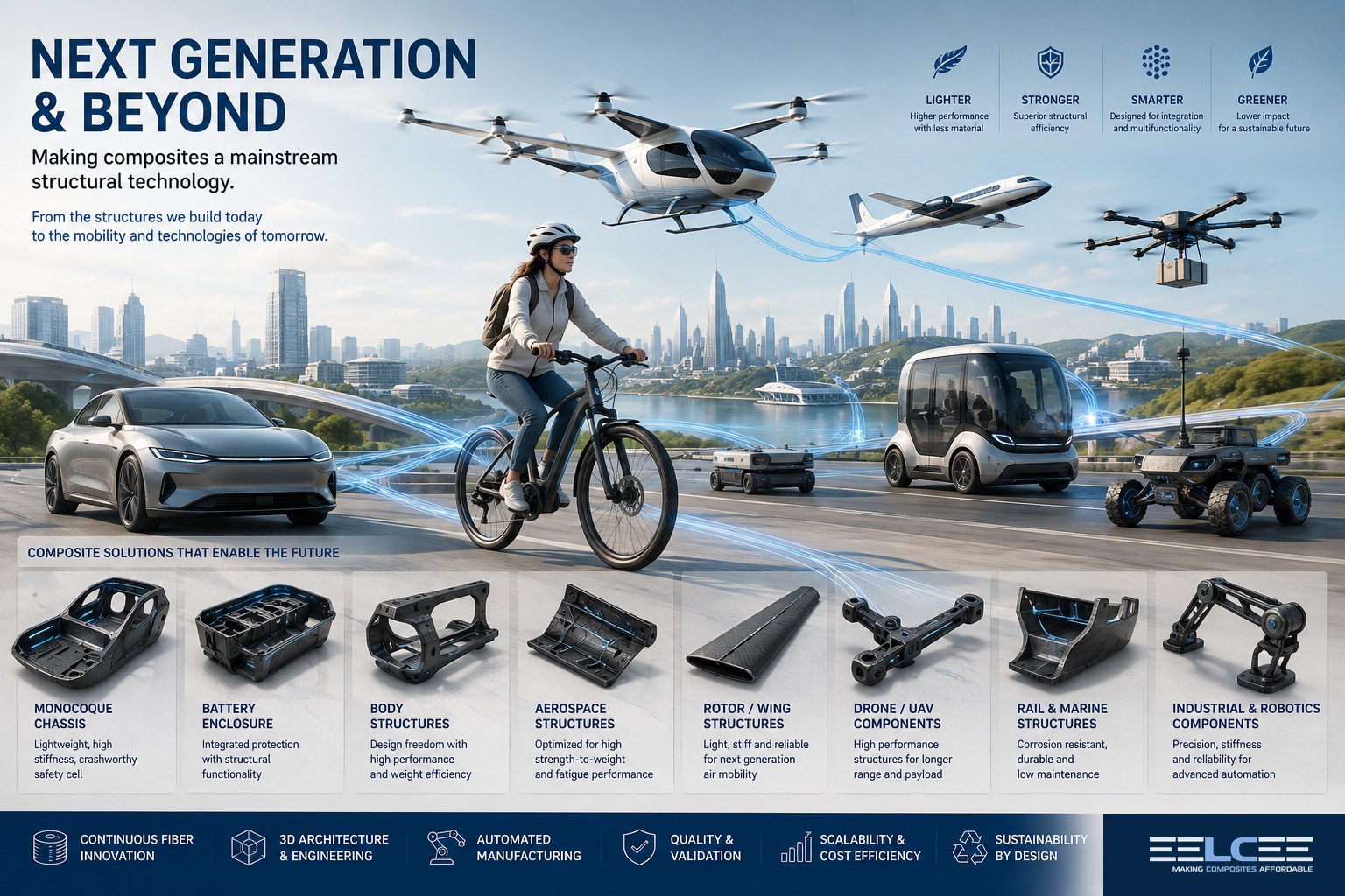 Composite solutions across automotive, aerospace, rail, marine, drone and robotics structures