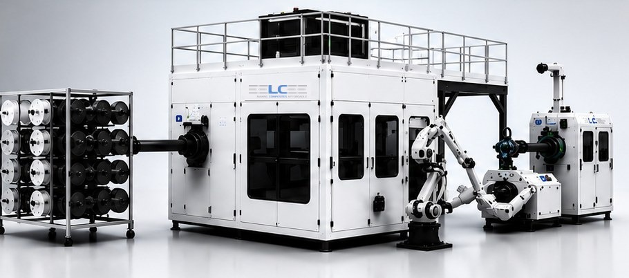 EELCEE integrated preforming cell with creel rack and robot handling